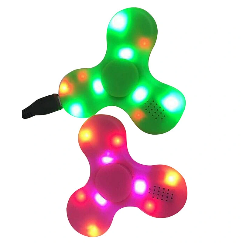 Funny Led Lights Anti Stress Hand Tri Spiner Fidget Toy Speaker