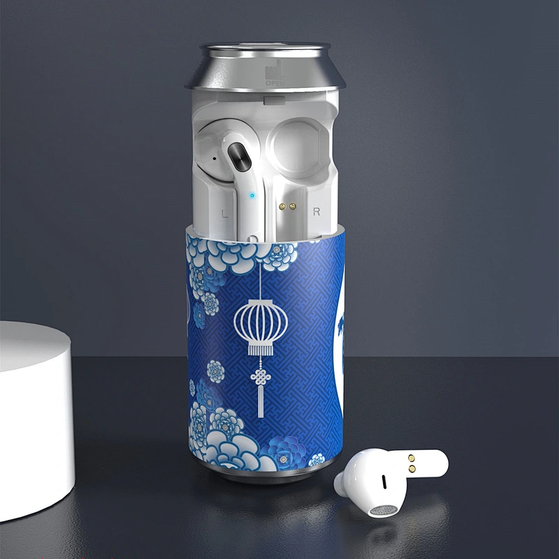 can shaped sereo mini tin promotion gift can tws wireless earbuds