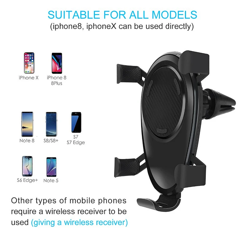 Hot sale portable Charging Mount QI  Wireless Car Charger with phone Holder