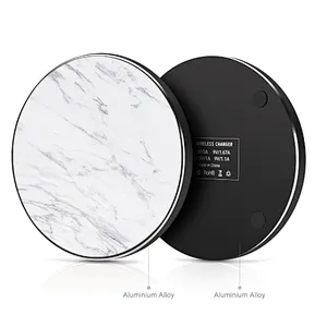 OEM Mobile Phone QI Fast Wireless Charger Mini Round Marble Power Banks 10000mah