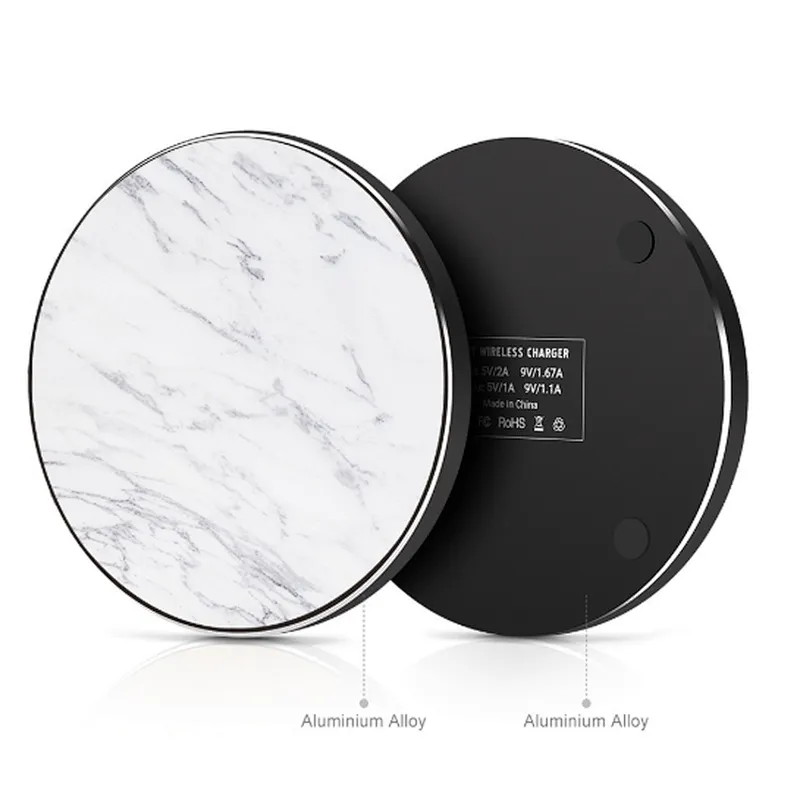 OEM Mobile Phone QI Fast Wireless Charger Mini Round Marble Power Banks 10000mah