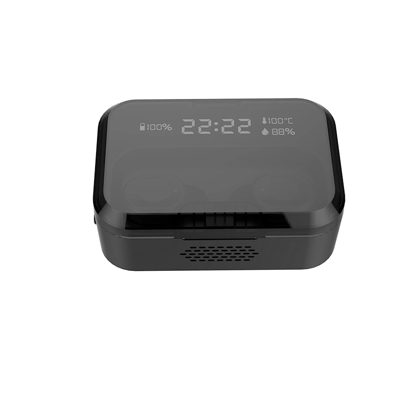 stereo portable LCD screen tws earbuds with temperature