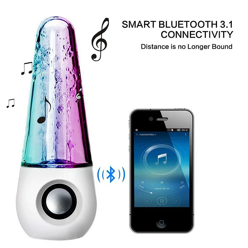 Mini Double Bluetooth Wireless Led Light Fountain Wireless Tower Water Dancing Speaker