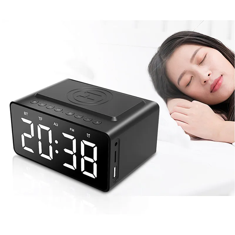 BT5.0 FM LED Digital Alarm Wireless Radio Clock Speaker