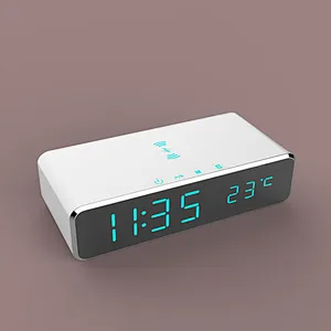 Mirror Alarm Clock Digital Smart Mobile Phone Wireless Charger