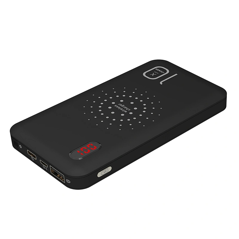 custom logo digital LED display Qi Wireless 3 cables Charger PowerBank  8000mah