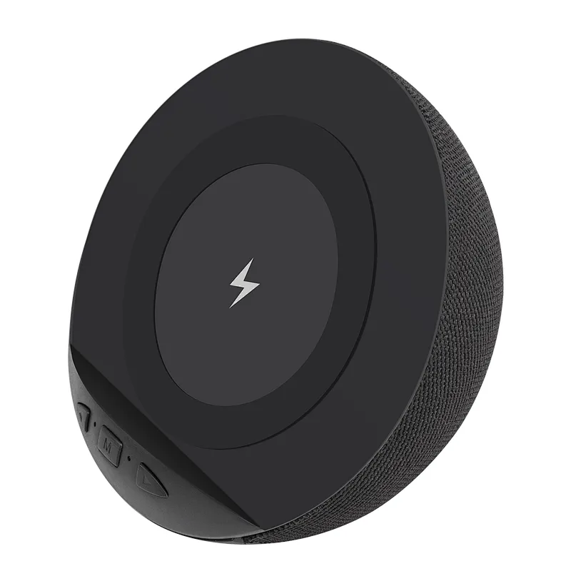 Handsfree blue tooth USB Mobile stand Outdoor 3 in1Fabric Round Phone Stand Power portable waterproof Wireless charger speaker
