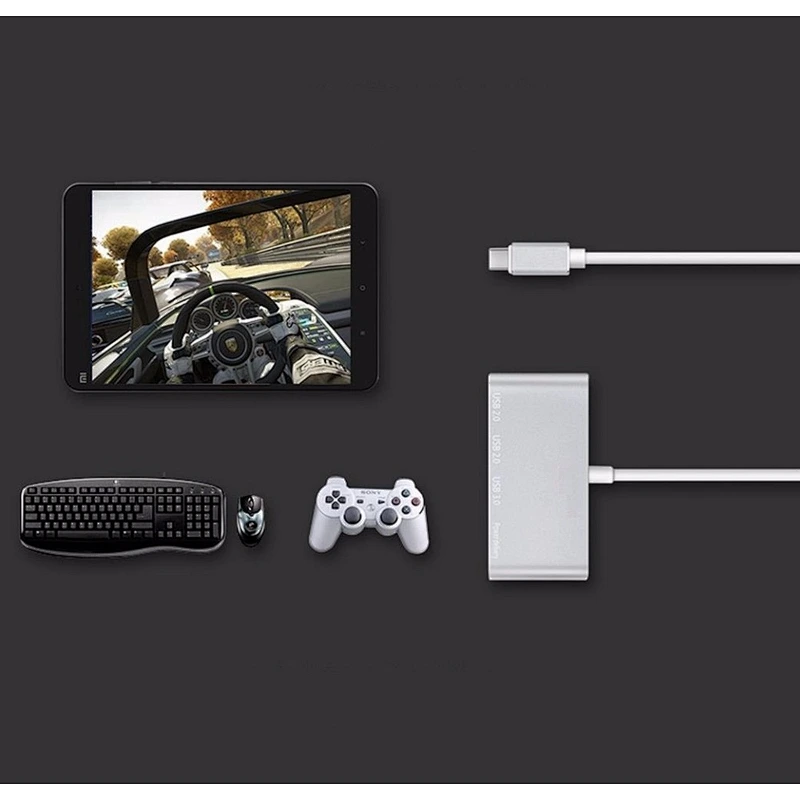 portable multi-port 4 in1 USB C Hub Aluminum Adapter