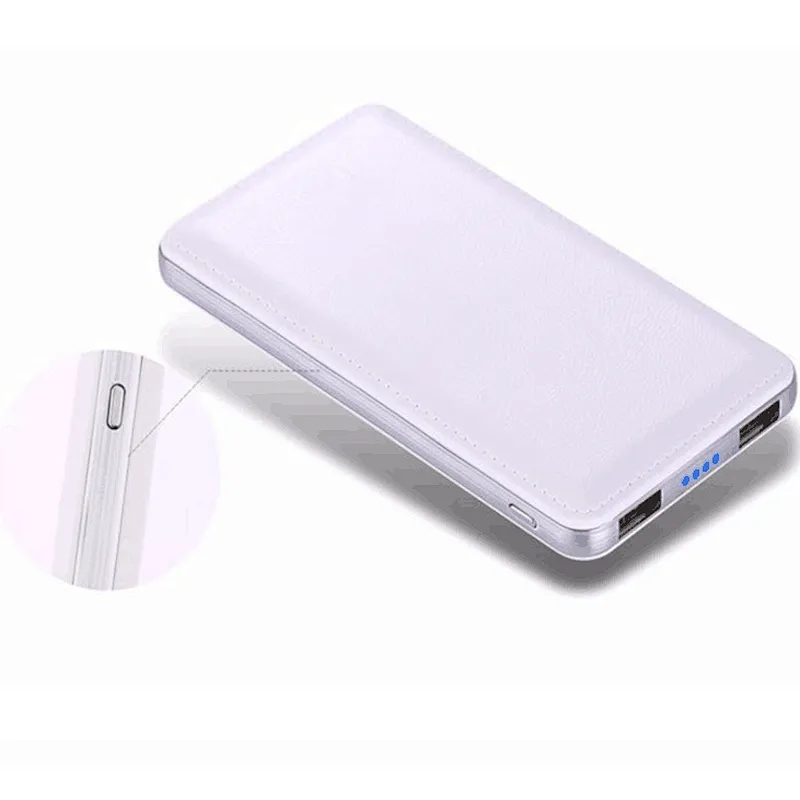 10000mah 2 USB port ultrathin PU leather portable power bank