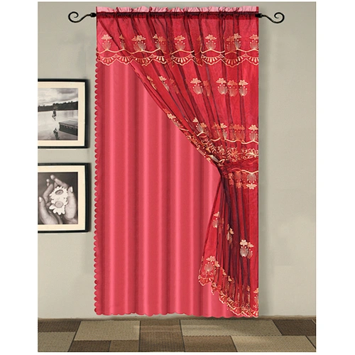 china wholesale cheap pretty organza embroidery valance curtain for living room