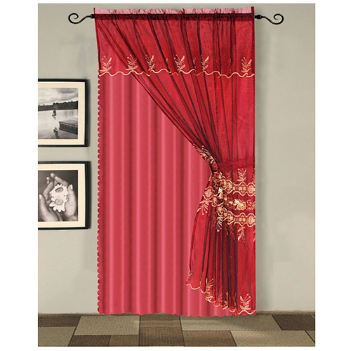 china wholesale cheap pretty organza embroidery curtains with valance for living room