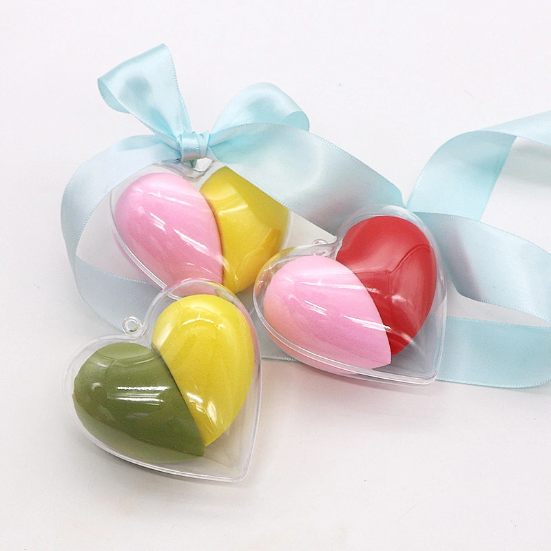 Sell Well New Type 2pcs/set Heart Shape Maekup Sponge Set with Plastic Case