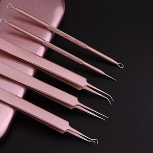 High Quality Durable Using Various  Rose Gold Acne Blackhead Needle Pen Tool Makeup Set