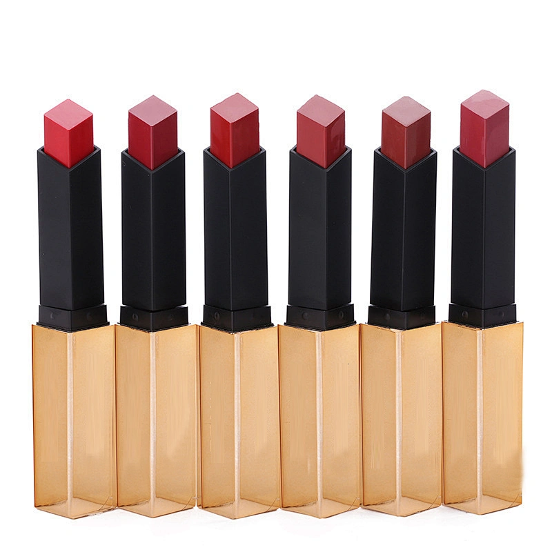 Popular beauty makeup square tube small gold bar lipstick hot selling glitter lipstick