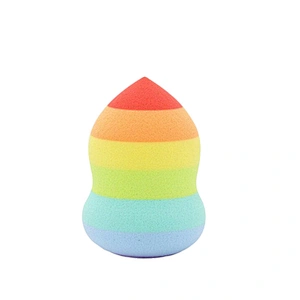 2026 New Design Cute Wholesale Rainbow Color Colorful Stripe Makeup Sponge Egg Shape