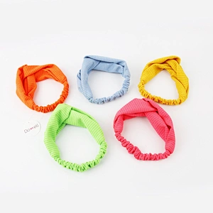 New design Korean new hair accessories color match color satin cross wide headband for women