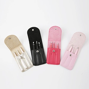 Professional Hot Selling 3pcs Eyebrow Tweezers Stainless Steel Makeup Eyebrow Tweezer Set with Pu Bag