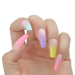 Hot Sale New Design Artificial Fingernails Fake Nails French Style Colorful Extra Lon Fake Nails Long Artificial Nails