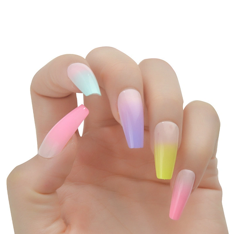 Hot Sale New Design Artificial Fingernails Fake Nails French Style Colorful Extra Lon Fake Nails Long Artificial Nails
