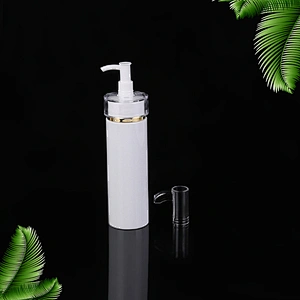 250ml flat shoulder shampoo lotion bottle packaging with bamboo pump