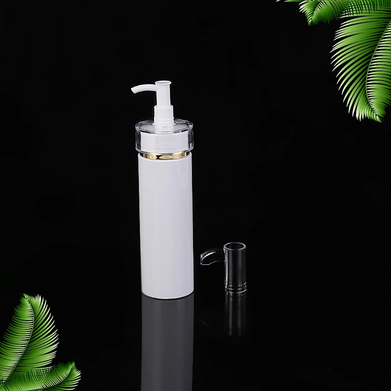 250ml flat shoulder shampoo lotion bottle packaging with bamboo pump