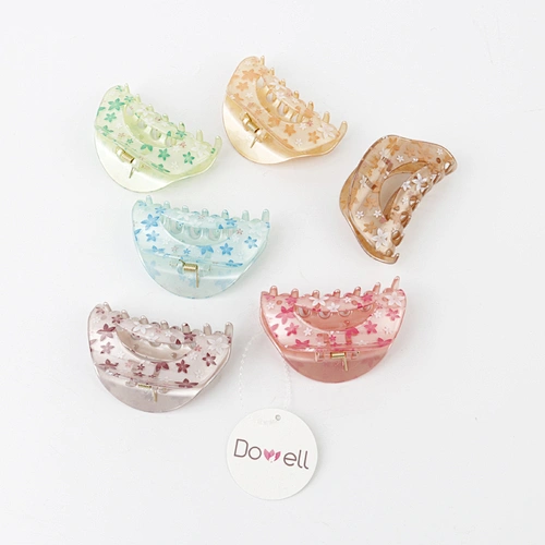 Flower Pattern Light Color Half-moon-shaped Big Hair Accessories For Women And Girls Hair Claw