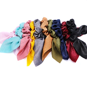 Elegant Fancy elastic hair bands girls different colors new design summer hair scrunchies with scarf