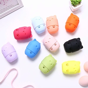 Cute Cat Silicone Soft Makeup Sponge Container Beauty Sponge Travel Case Makeup Sponge Container