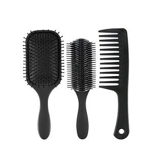 Color Optional Beauty Tools 3PCS Paddle Hair Brush Set Wide Tooth Comb Wet Brush For Men and Women Nylon Hair Brush