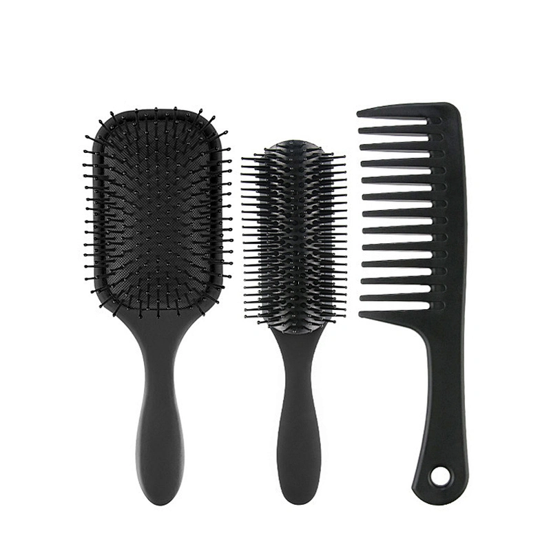 Color Optional Beauty Tools 3PCS Paddle Hair Brush Set Wide Tooth Comb Wet Brush For Men and Women Nylon Hair Brush