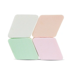Unique Design Hot Sale 4pcs White Blue Pink Light Green Puff Classic Diamond-shaped Puff Set
