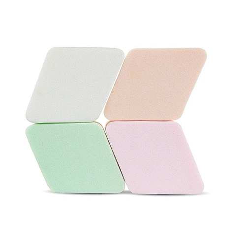 Unique Design Hot Sale 4pcs White Blue Pink Light Green Puff Classic Diamond-shaped Puff Set