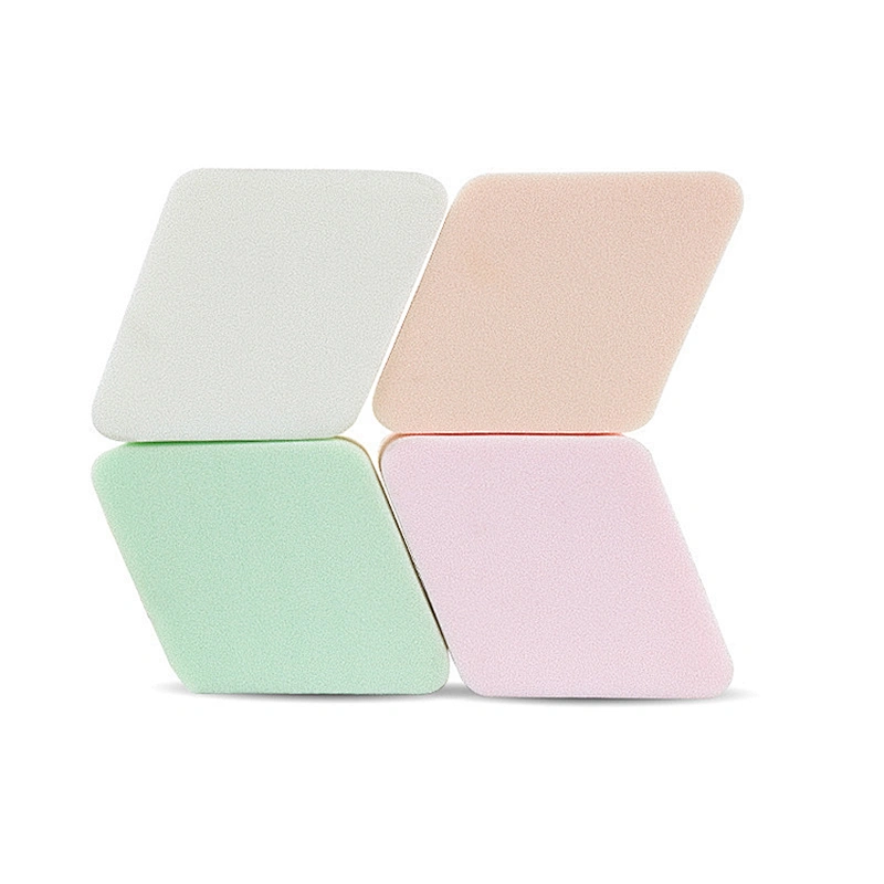 Unique Design Hot Sale 4pcs White Blue Pink Light Green Puff Classic Diamond-shaped Puff Set