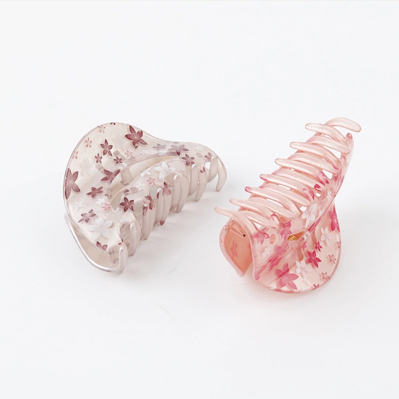 Flower Pattern Light Color Half-moon-shaped Big Hair Accessories For Women And Girls Hair Claw