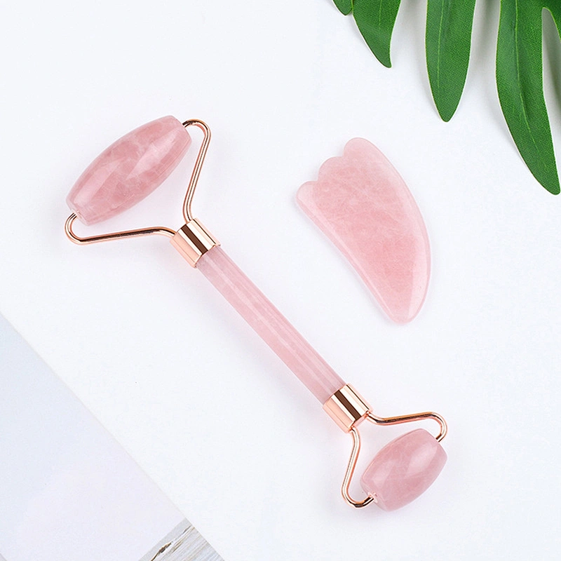 ade Roller and Gua Sha Face Roller Facial Beauty Roller Skin Care Tools BAIMEI Rose Quartz Massager for Face Eyes Neck and So On