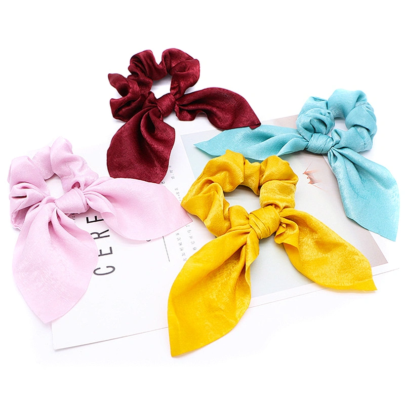 Elegant Fancy elastic hair bands girls different colors new design summer hair scrunchies with scarf