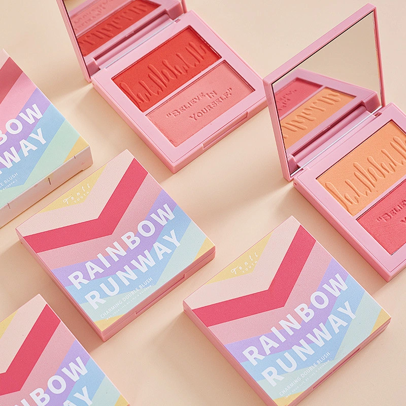 Make-up small ice cube bright color two-color blush highlight powder shadow shading capacity highlighter blush