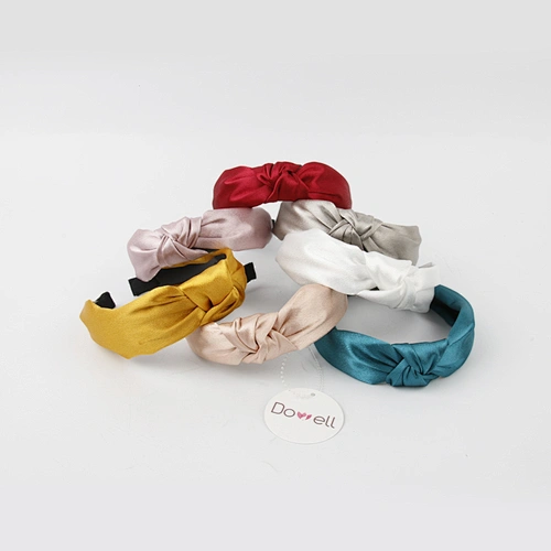 Women hair accessories Silk Satin Headbands Solid Color Twisted Elastic Hairband silk scrunchies