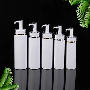 250ml flat shoulder shampoo lotion bottle packaging with bamboo pump