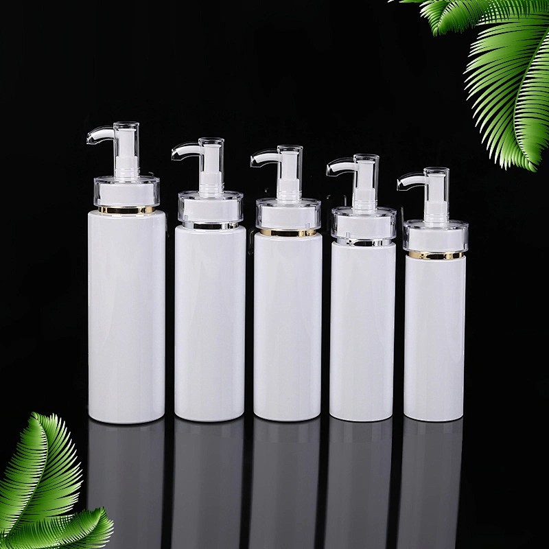 250ml flat shoulder shampoo lotion bottle packaging with bamboo pump