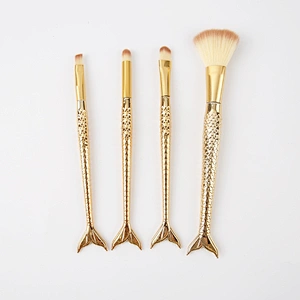 Mermaid Makeup Brush Set, 4Pcs Premium Synthetic Professional Makeup Brushes
