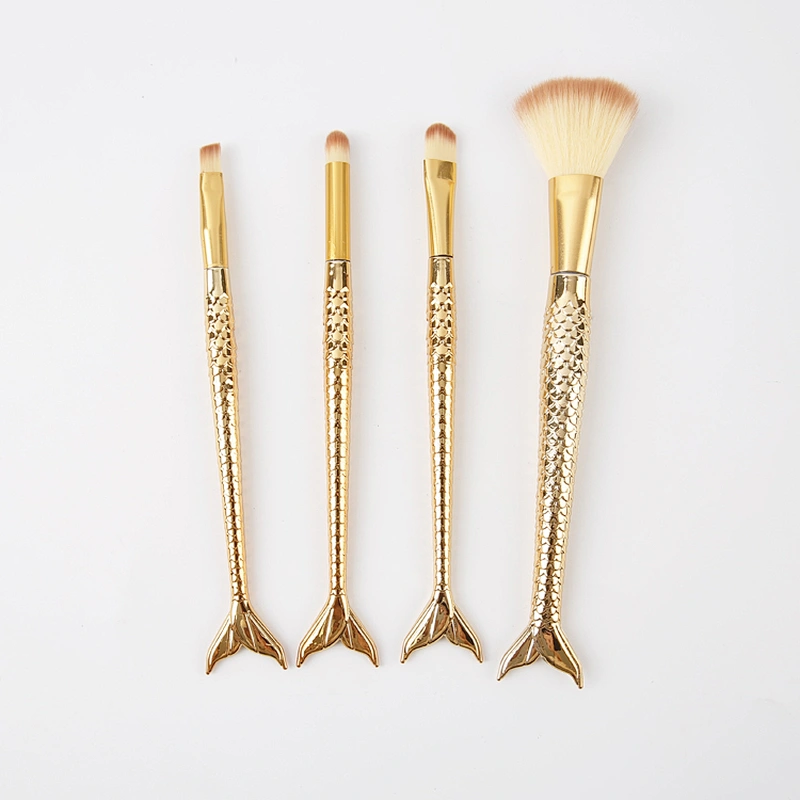 Mermaid Makeup Brush Set, 4Pcs Premium Synthetic Professional Makeup Brushes
