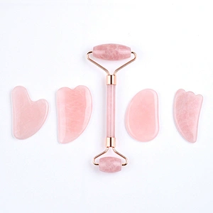 ade Roller and Gua Sha Face Roller Facial Beauty Roller Skin Care Tools BAIMEI Rose Quartz Massager for Face Eyes Neck and So On