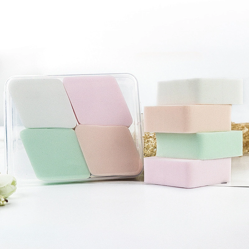 Unique Design Hot Sale 4pcs White Blue Pink Light Green Puff Classic Diamond-shaped Puff Set