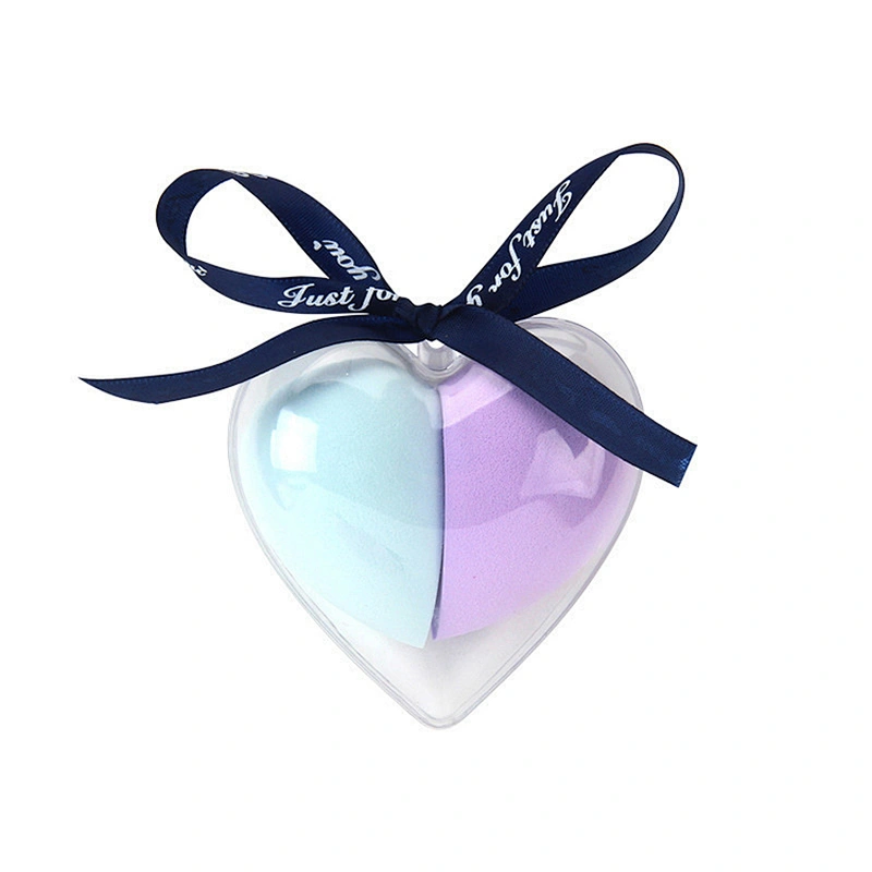 Sell Well New Type 2pcs/set Heart Shape Maekup Sponge Set with Plastic Case