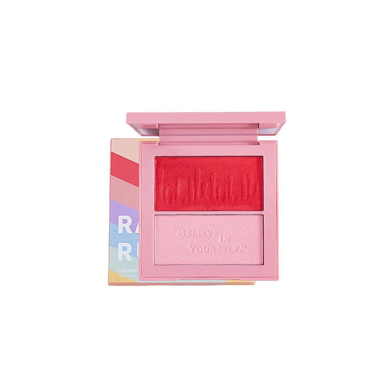 Make-up small ice cube bright color two-color blush highlight powder shadow shading capacity highlighter blush