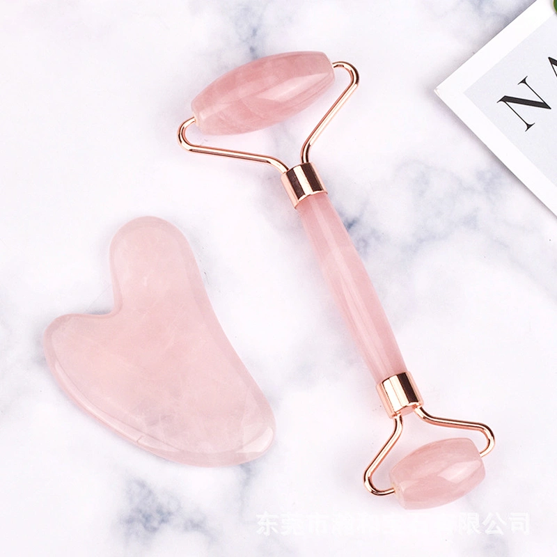 ade Roller and Gua Sha Face Roller Facial Beauty Roller Skin Care Tools BAIMEI Rose Quartz Massager for Face Eyes Neck and So On