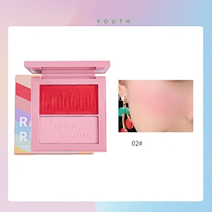 Make-up small ice cube bright color two-color blush highlight powder shadow shading capacity highlighter blush