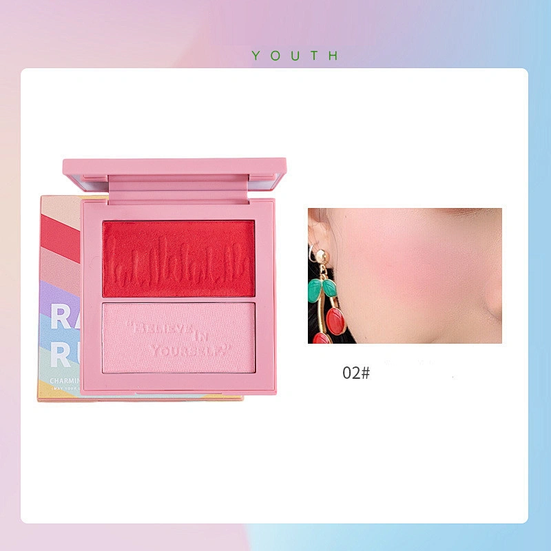 Make-up small ice cube bright color two-color blush highlight powder shadow shading capacity highlighter blush