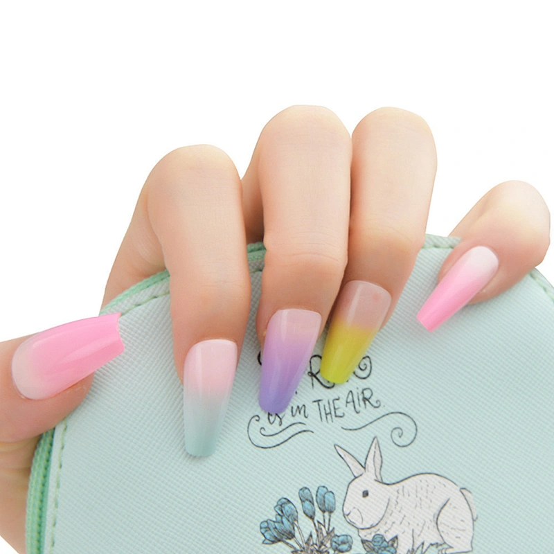 Hot Sale New Design Artificial Fingernails Fake Nails French Style Colorful Extra Lon Fake Nails Long Artificial Nails